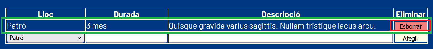Eliminar experiència Laboral